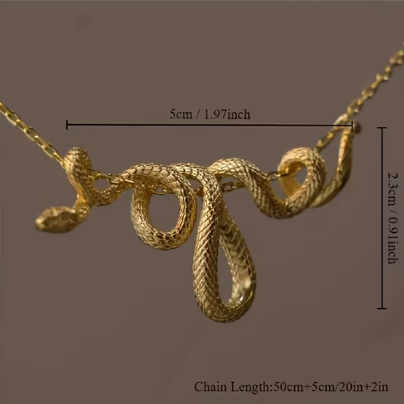 Unique Minimalist Snake-Shaped Pendant Necklace.