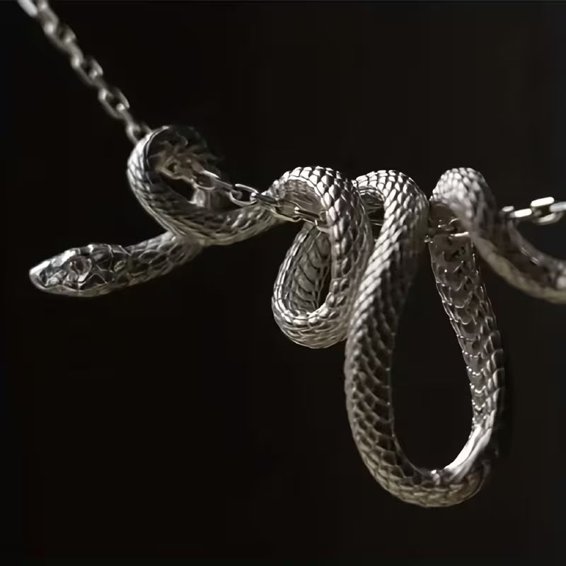 Unique Minimalist Snake-Shaped Pendant Necklace.
