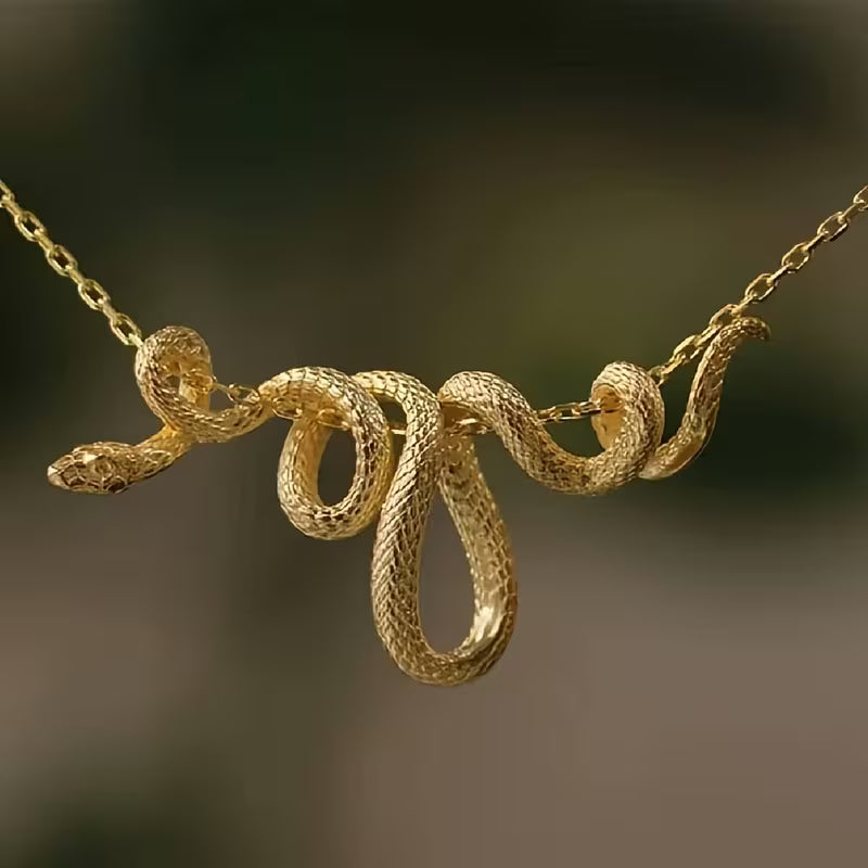 Unique Minimalist Snake-Shaped Pendant Necklace.