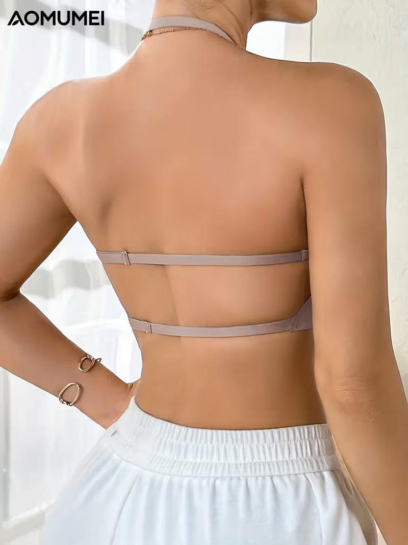V-Neck Backless Cross-Strap Push-Up Anti-Sagging Bras.