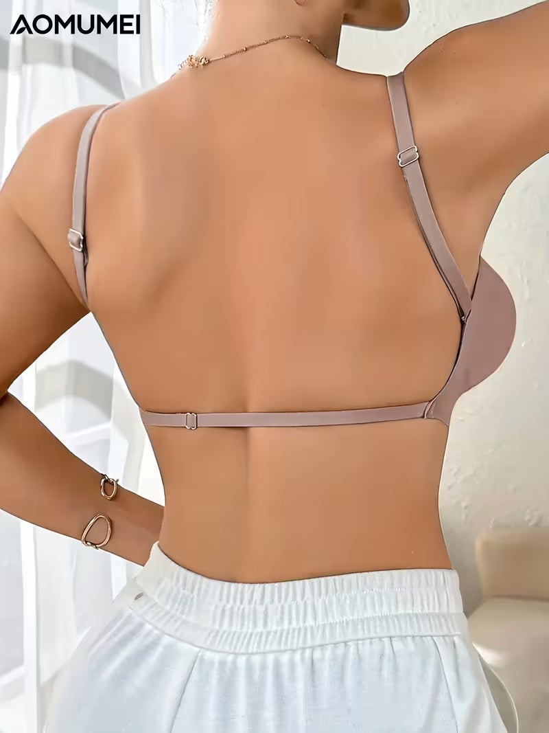 V-Neck Backless Cross-Strap Push-Up Anti-Sagging Bras.