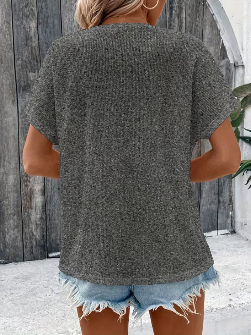V-Neck Batwing Short-Sleeve T-Shirt.