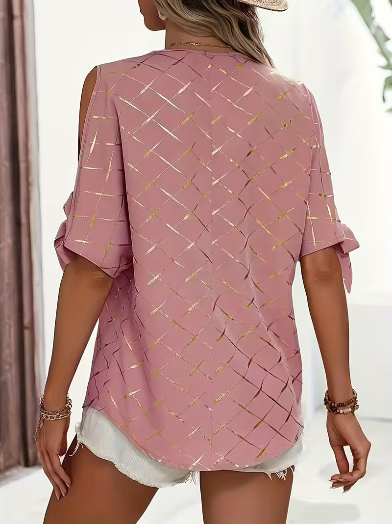 V-Neck Grid Top for Casual & Formal.