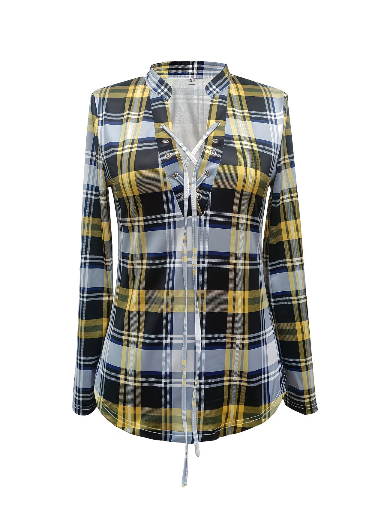 V-Neck Long Sleeve Ruched Spring Shirt.