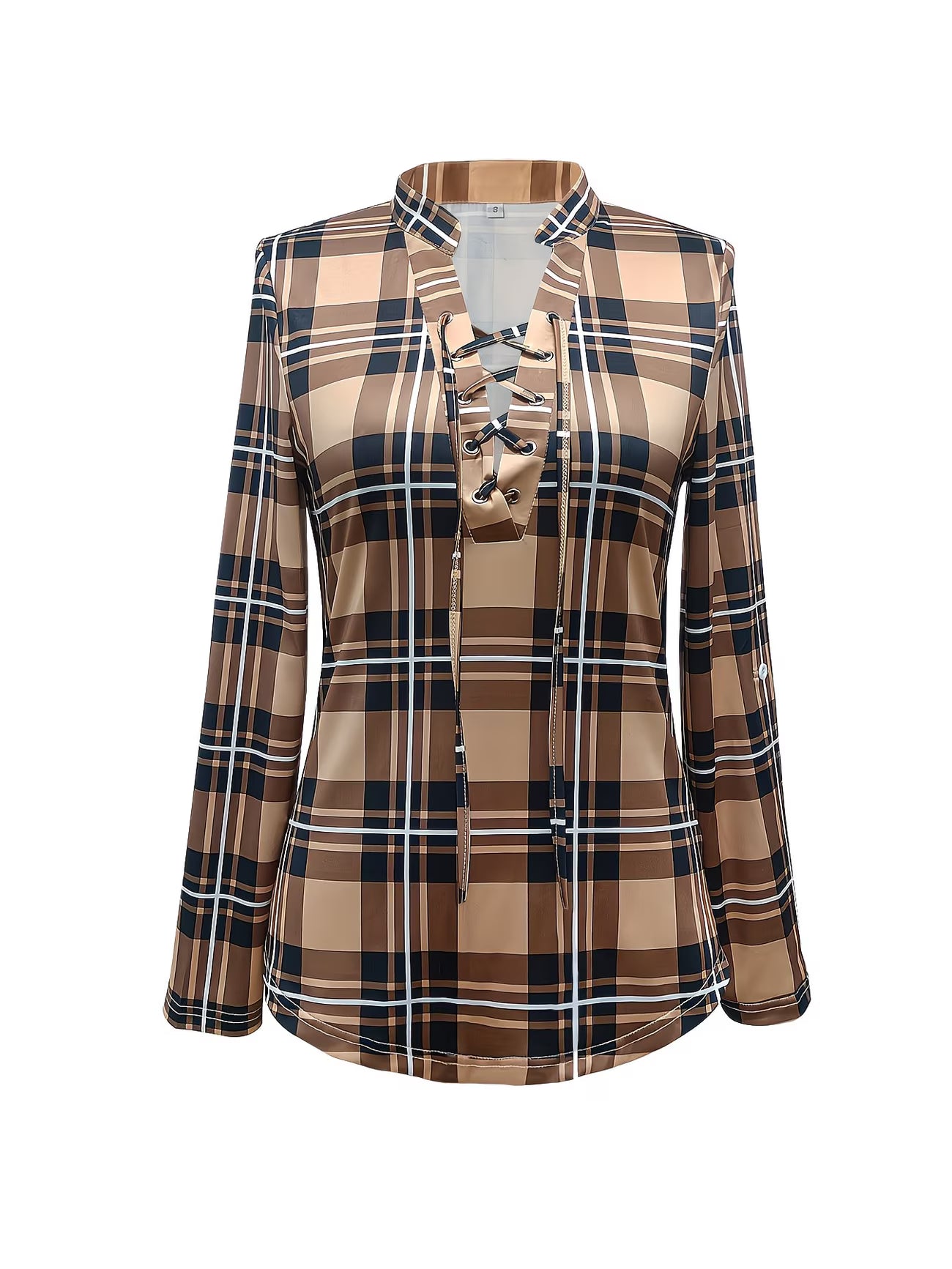 V-Neck Long Sleeve Ruched Spring Shirt.