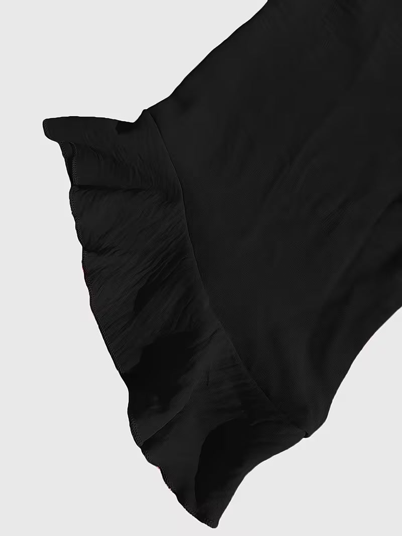 V-Neck Ruffle Three-Quarter Sleeve Tops.