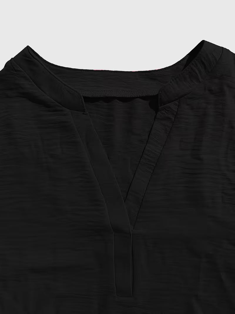 V-Neck Ruffle Three-Quarter Sleeve Tops.