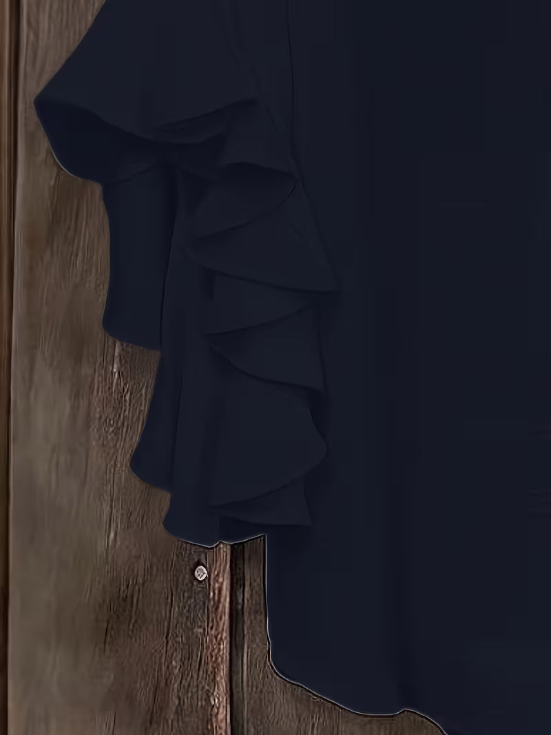 V-Neck Ruffle Three-Quarter Sleeve Tops.