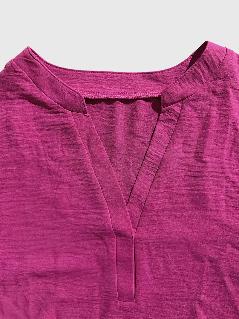 V-Neck Ruffle Three-Quarter Sleeve Tops.