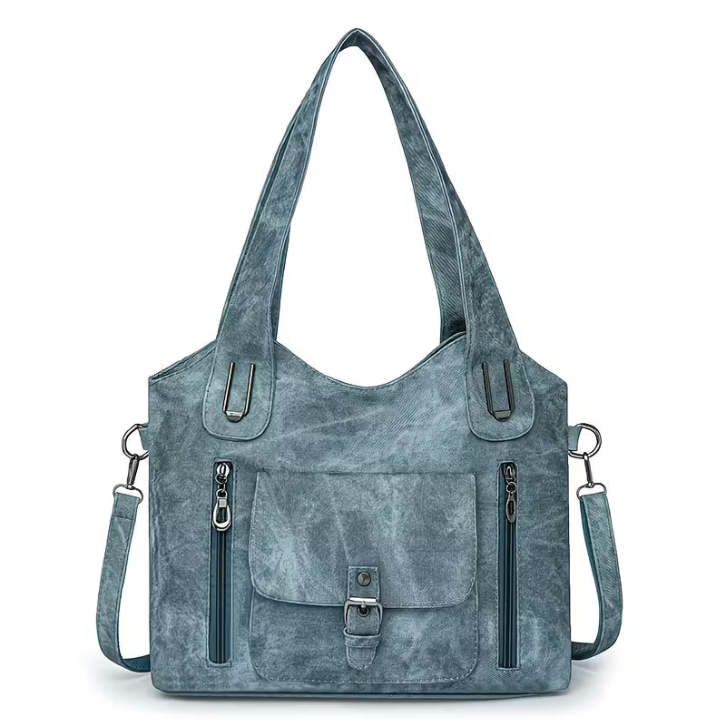 Versatile PU Leather Work Bag with Detachable Crossbody Strap.