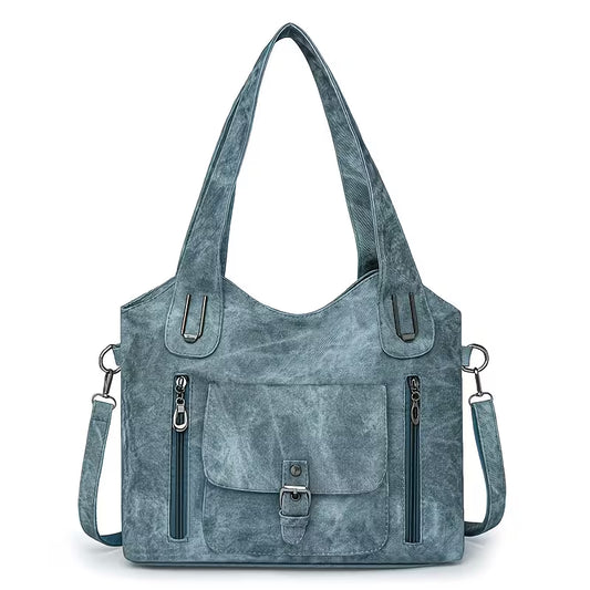 Versatile PU Leather Work Bag with Detachable Crossbody Strap.