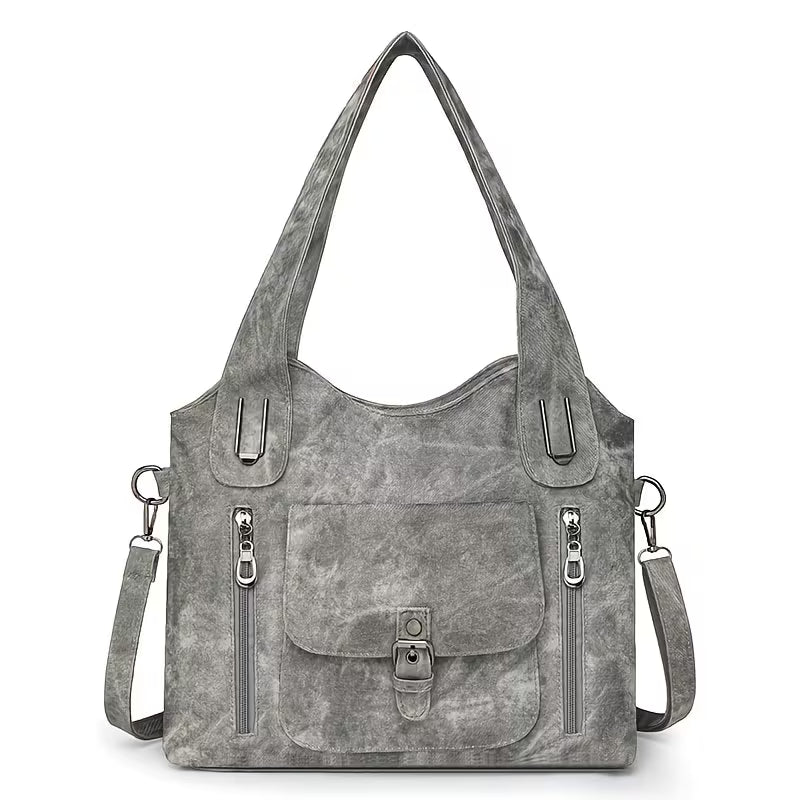 Versatile PU Leather Work Bag with Detachable Crossbody Strap.