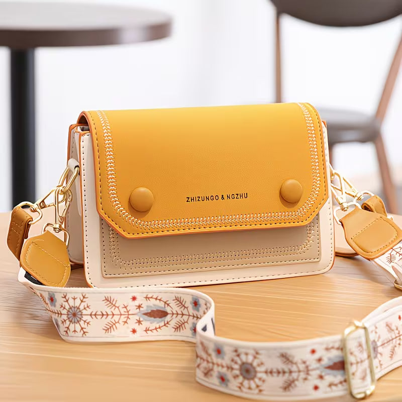 Vibrant Small Shoulder Bag with Magnet Snap.