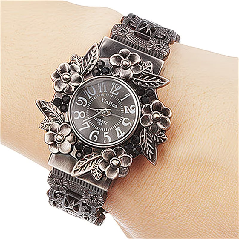 Vintage 3D Engraved Skeleton Watch – Elegant Tungsten Bracelet.