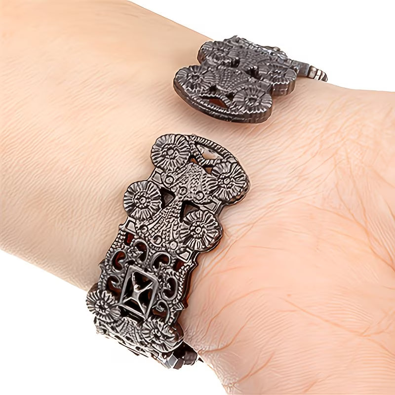 Vintage 3D Engraved Skeleton Watch – Elegant Tungsten Bracelet.
