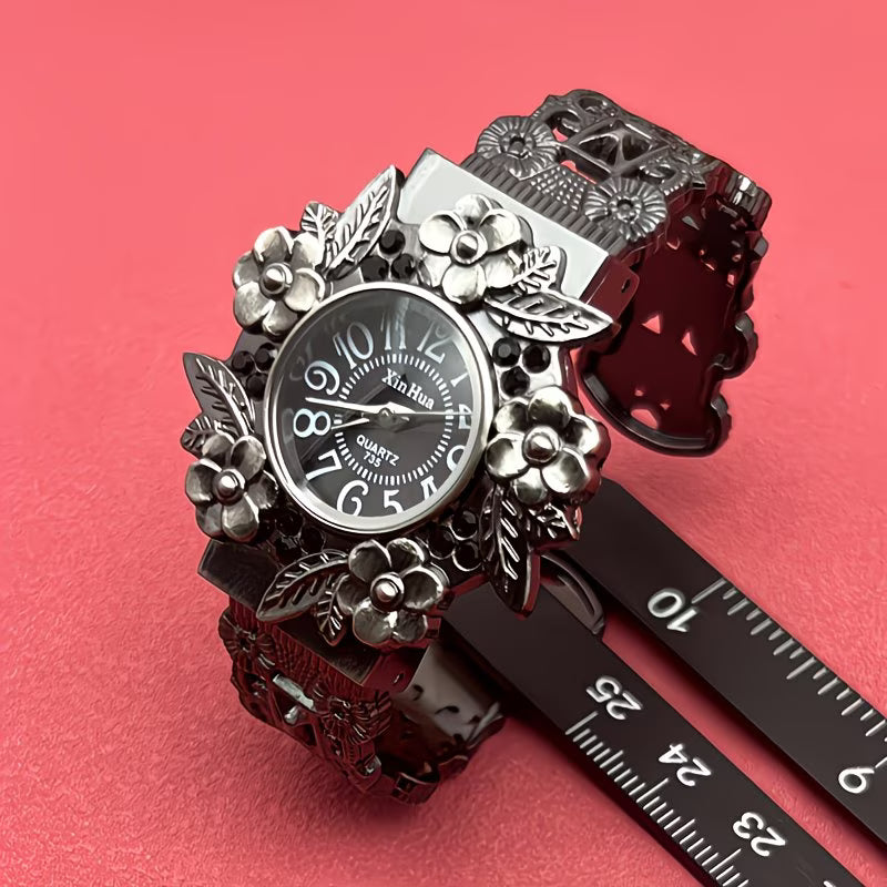 Vintage 3D Engraved Skeleton Watch – Elegant Tungsten Bracelet.