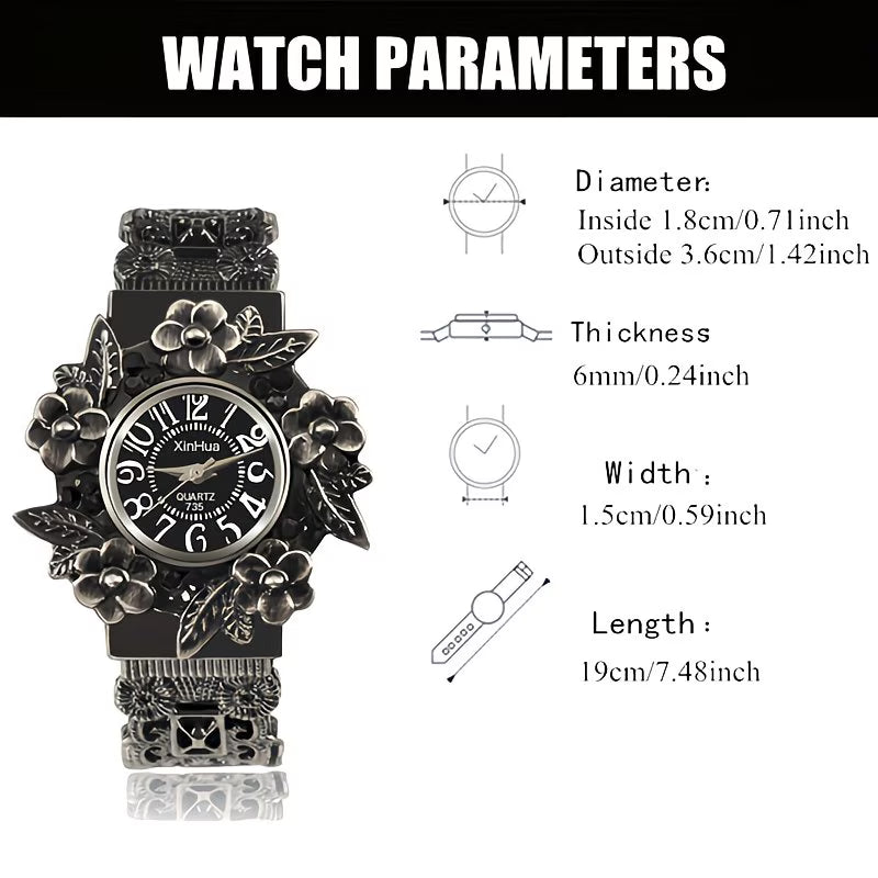 Vintage 3D Engraved Skeleton Watch – Elegant Tungsten Bracelet.