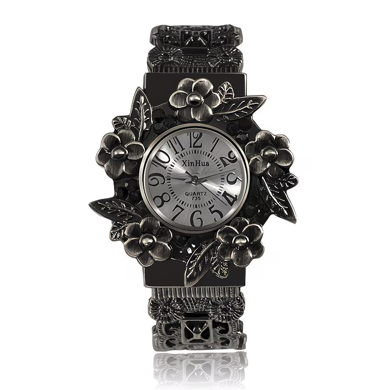 Vintage 3D Engraved Skeleton Watch – Elegant Tungsten Bracelet.