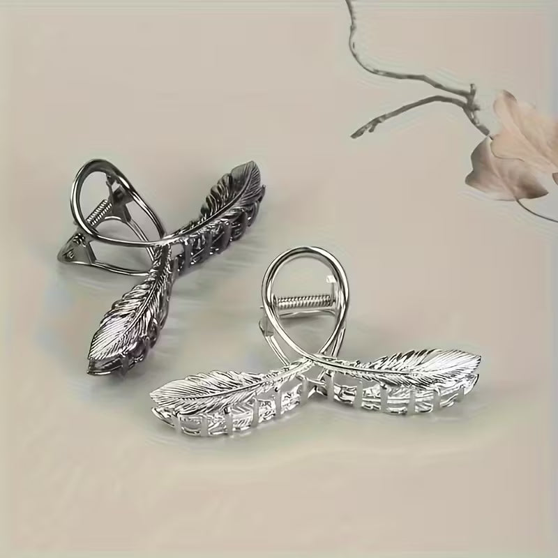Vintage Leaf Feather Alloy Hair Clip.