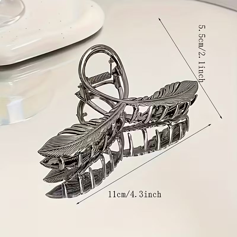 Vintage Leaf Feather Alloy Hair Clip.
