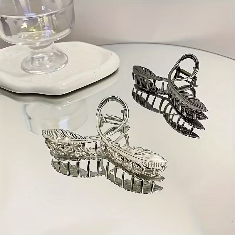Vintage Leaf Feather Alloy Hair Clip.