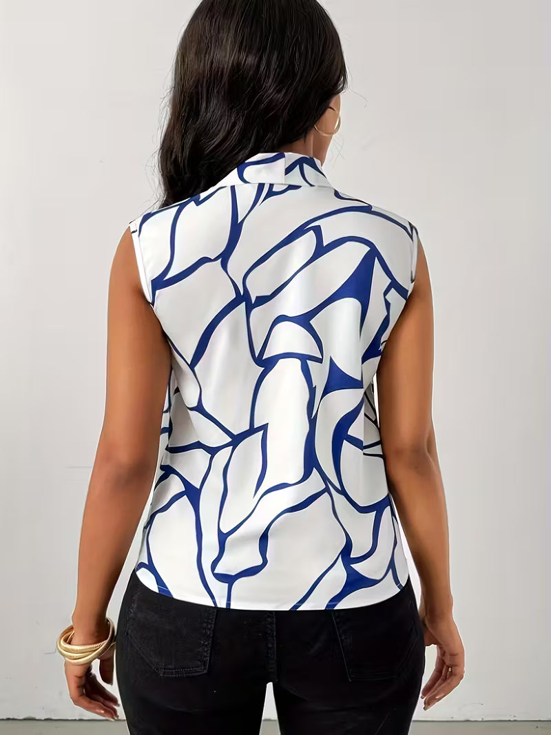Women’s Allover Print V-Neck Blouse tops.