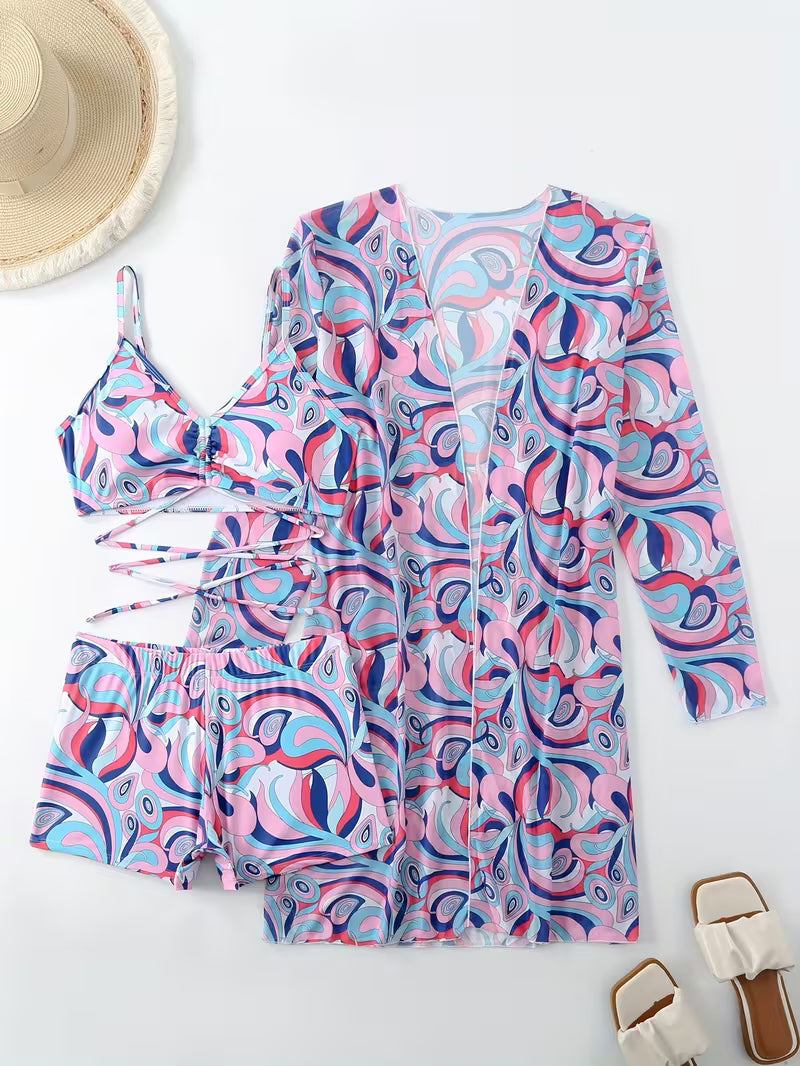 Women's Bikini Three-Piece Swimsuit.