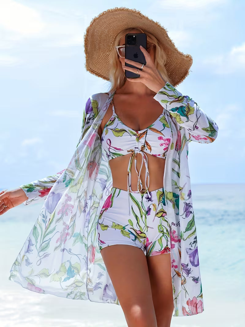 Women's Bikini Three-Piece Swimsuit.