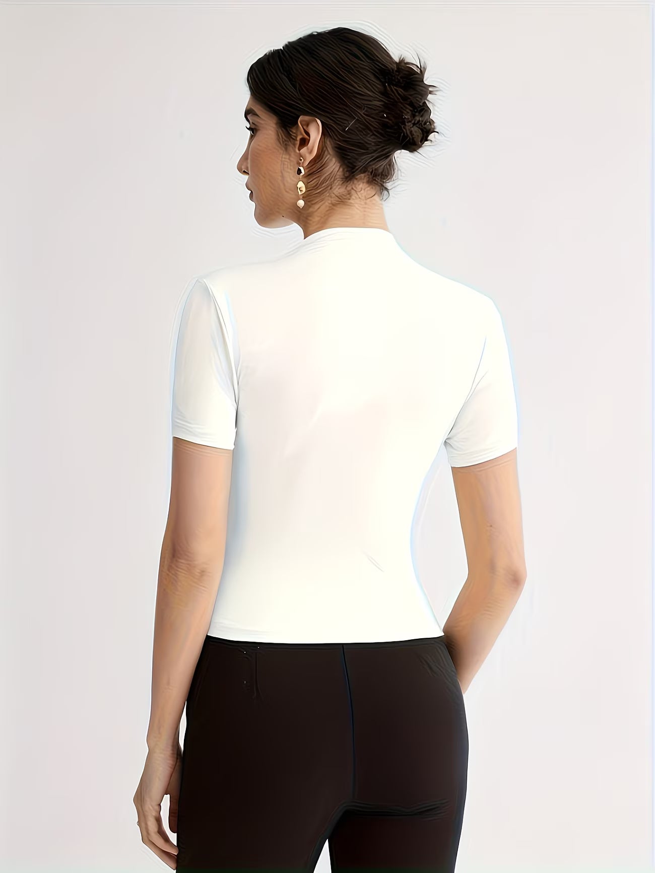 Women’s Elegant Button-Shoulder Tee.