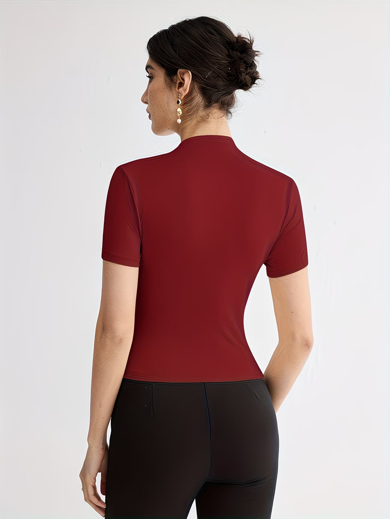 Women’s Elegant Button-Shoulder Tee.
