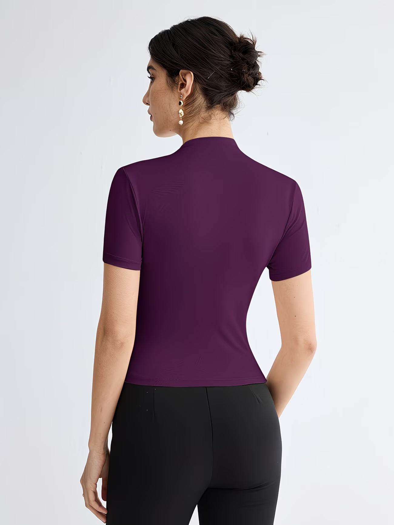 Women’s Elegant Button-Shoulder Tee.