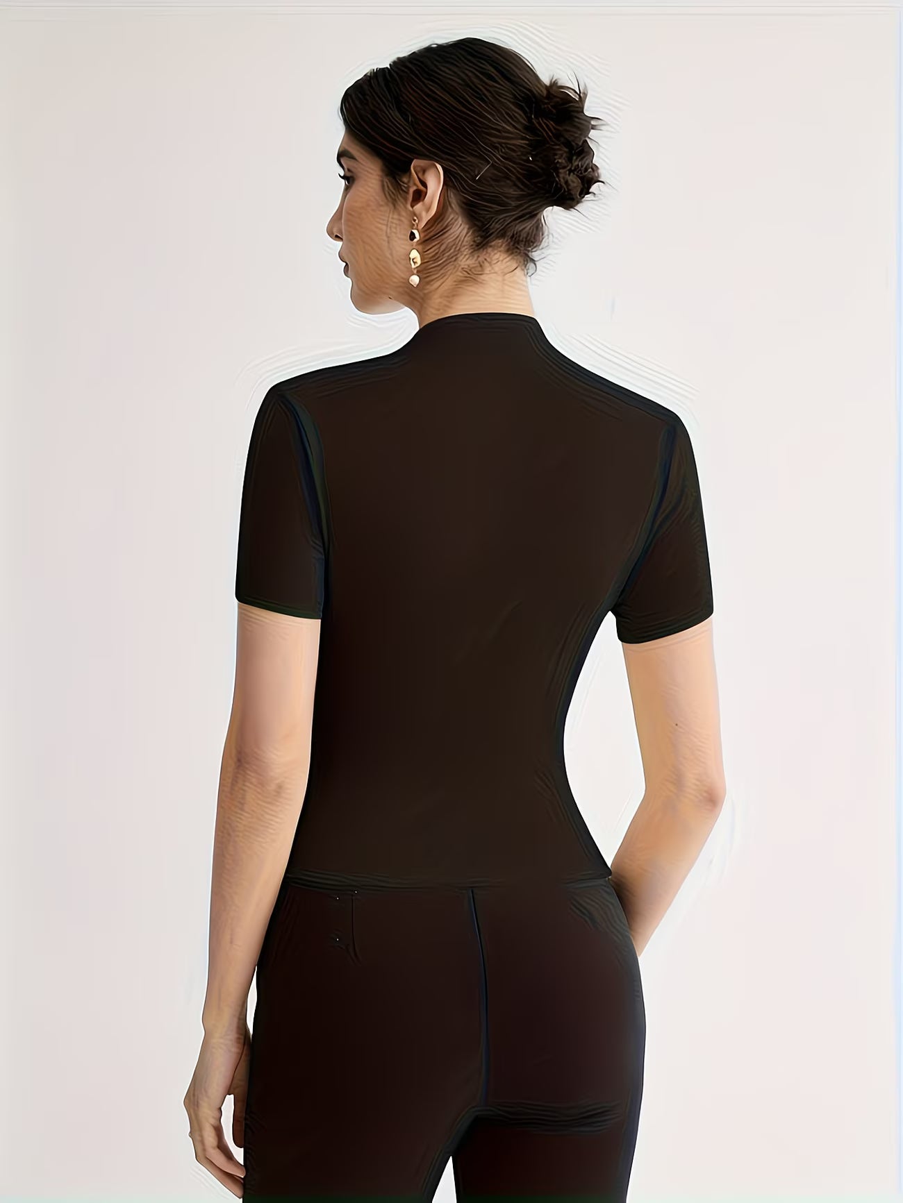 Women’s Elegant Button-Shoulder Tee.