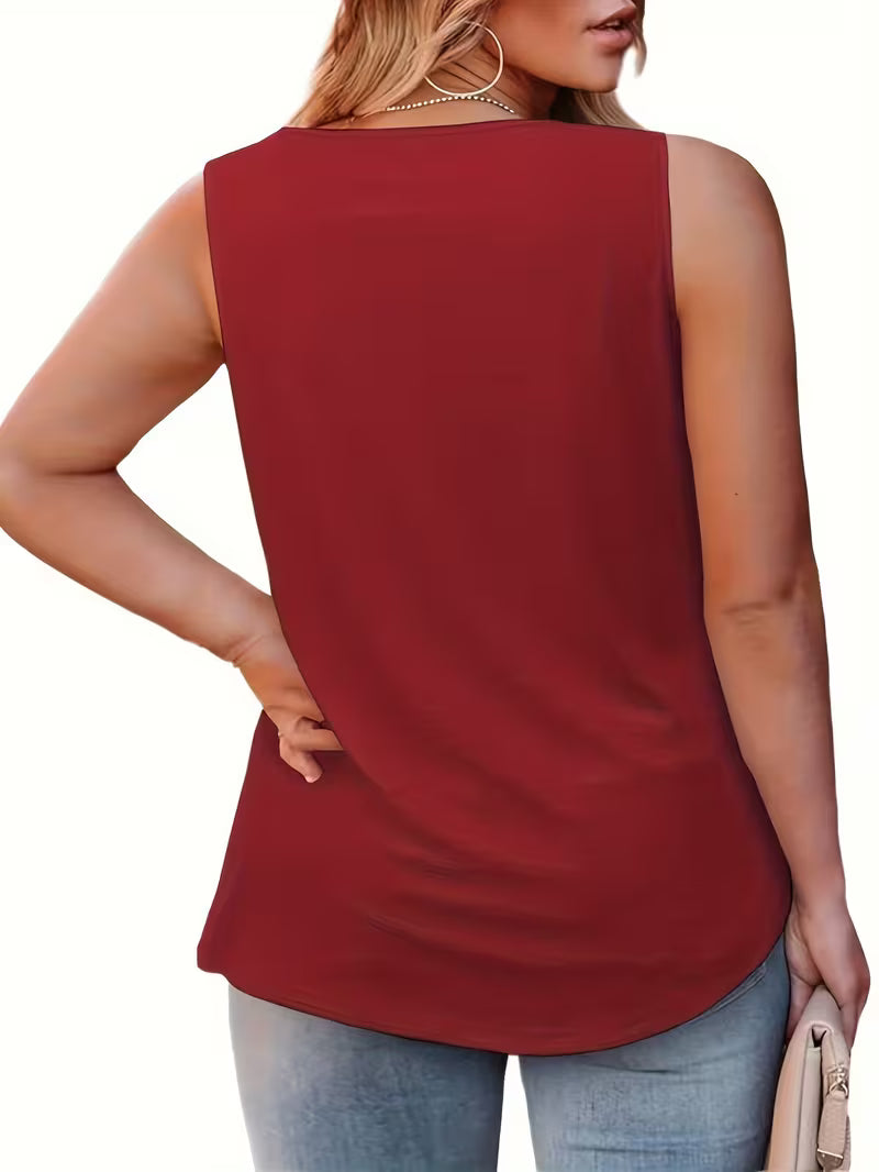 Women’s Plus Size Pleated Tank Top.