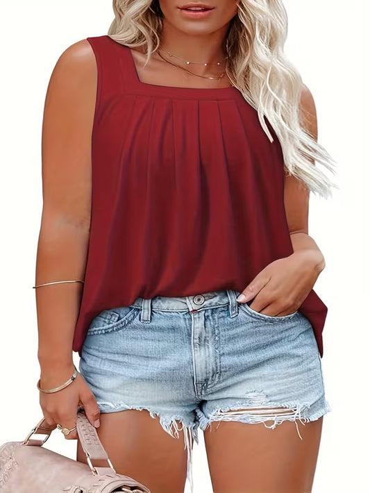 Women’s Plus Size Pleated Tank Top.