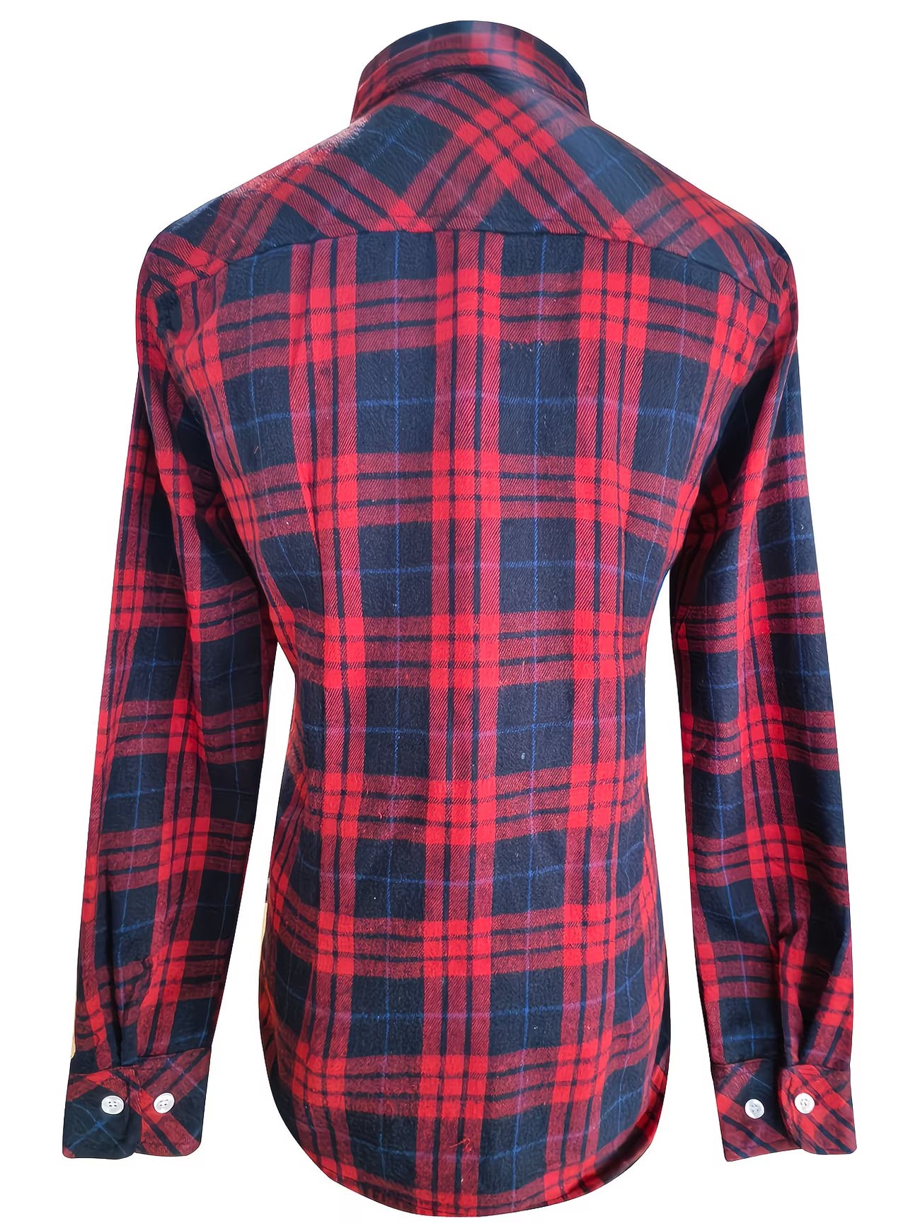 Women’s Vintage Slim-Fit Plaid Shirt.