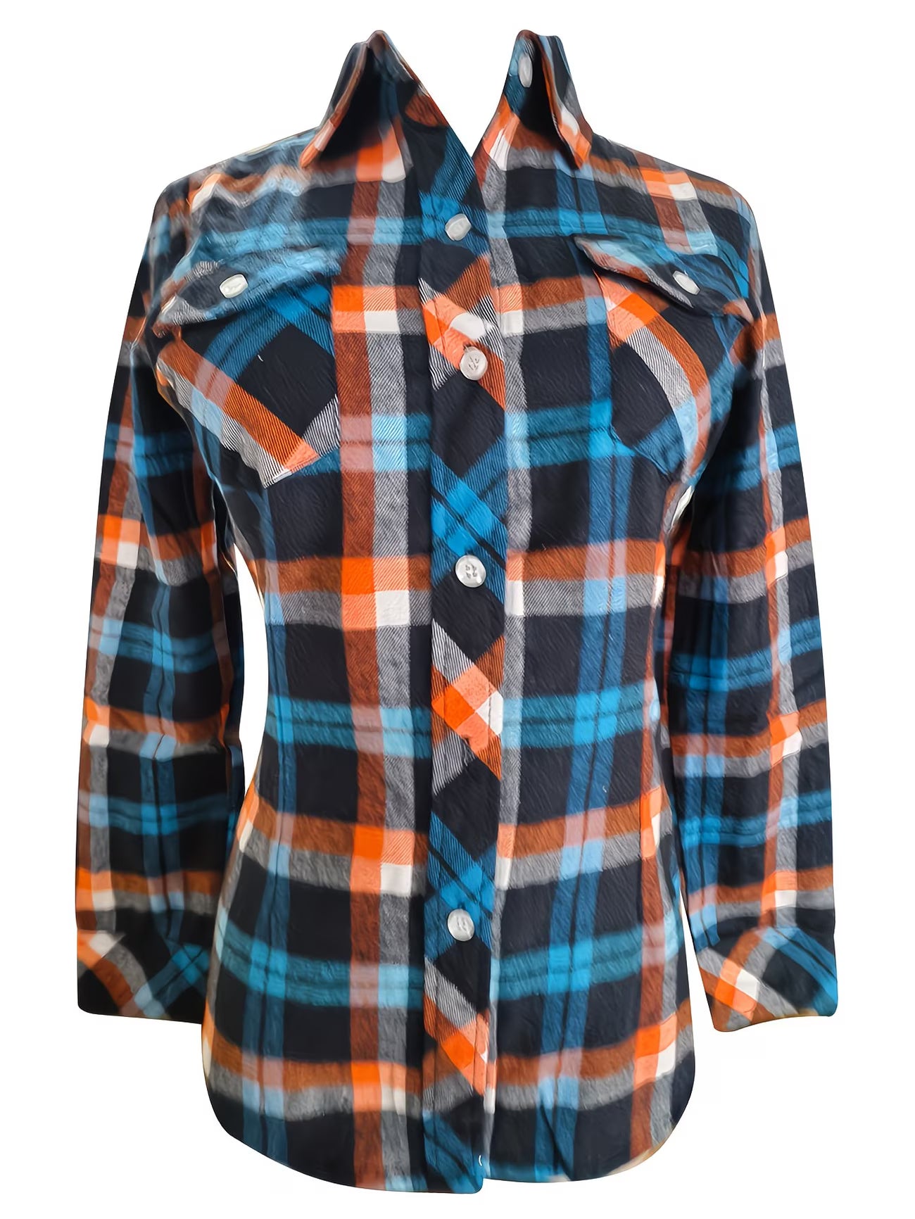 Women’s Vintage Slim-Fit Plaid Shirt.