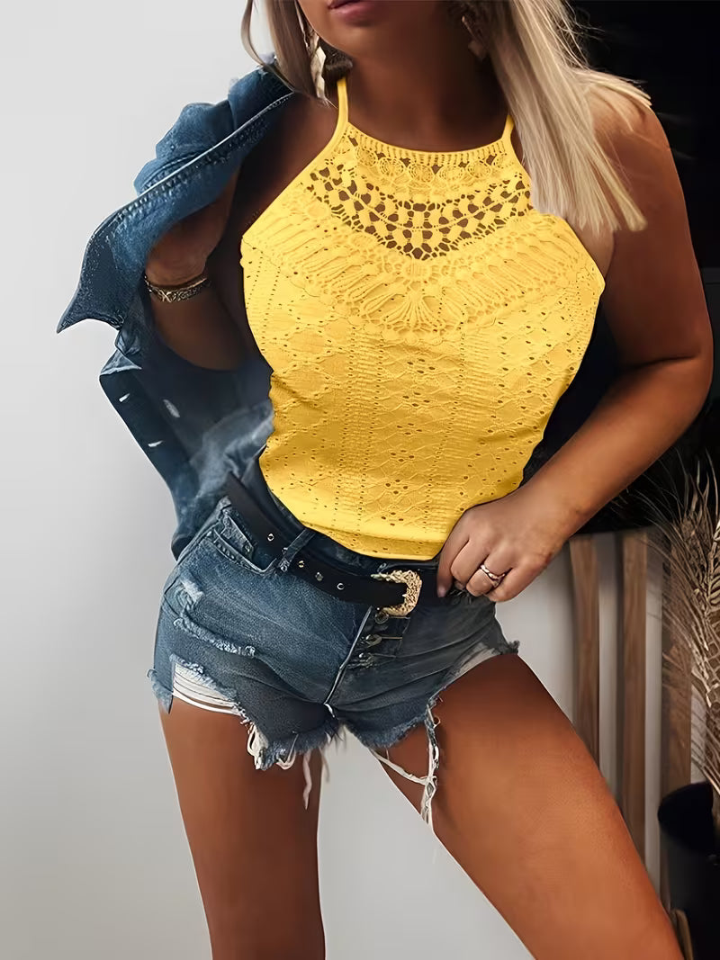 Women’s Lace Hollow-Out Tank Top.