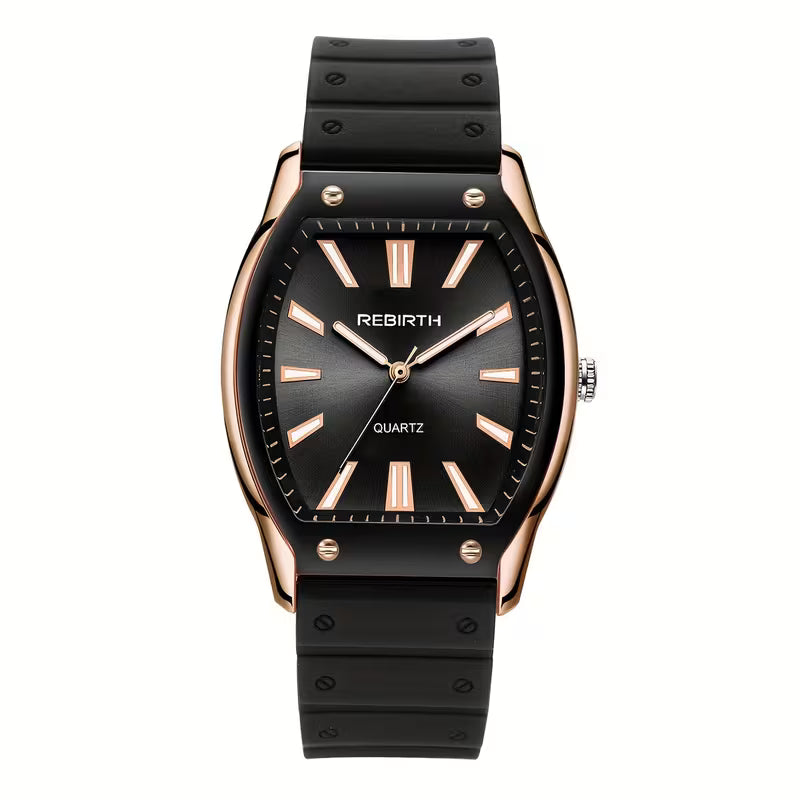 Barrel-Shaped Silicone Strap Quartz Watch.