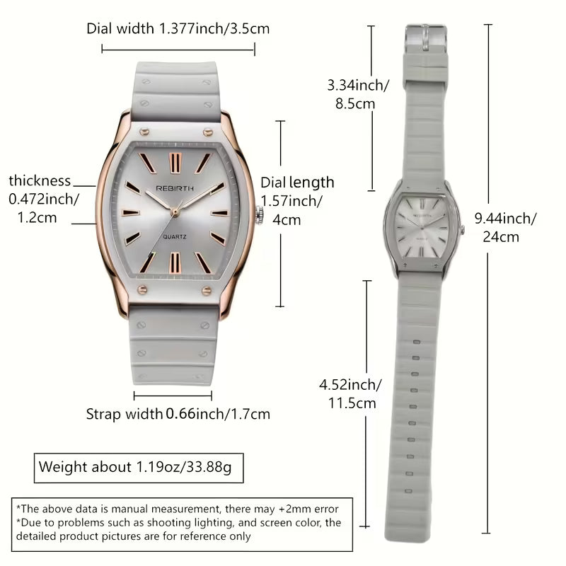 Barrel-Shaped Silicone Strap Quartz Watch.