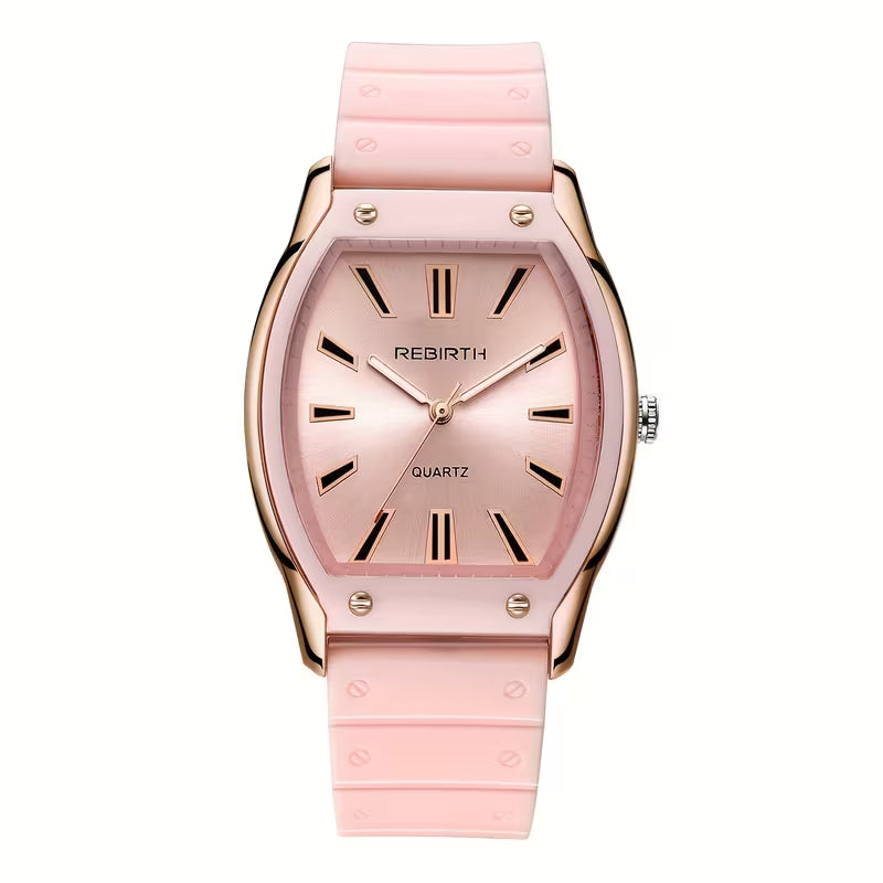 Barrel-Shaped Silicone Strap Quartz Watch.