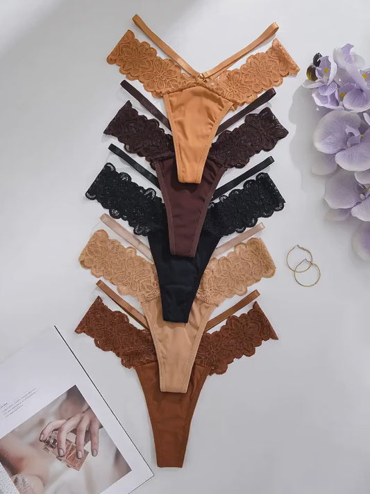 5-Pack Women’s Solid Color V-String Thongs – Soft Knit Set.