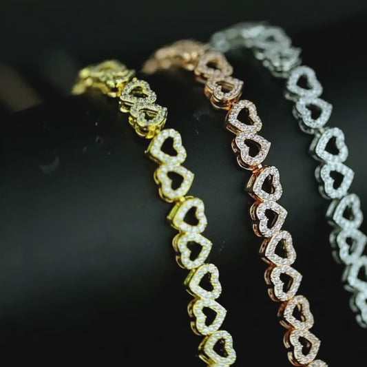 Cubic Synthetic Zirconia Heart Tennis Bracelets.